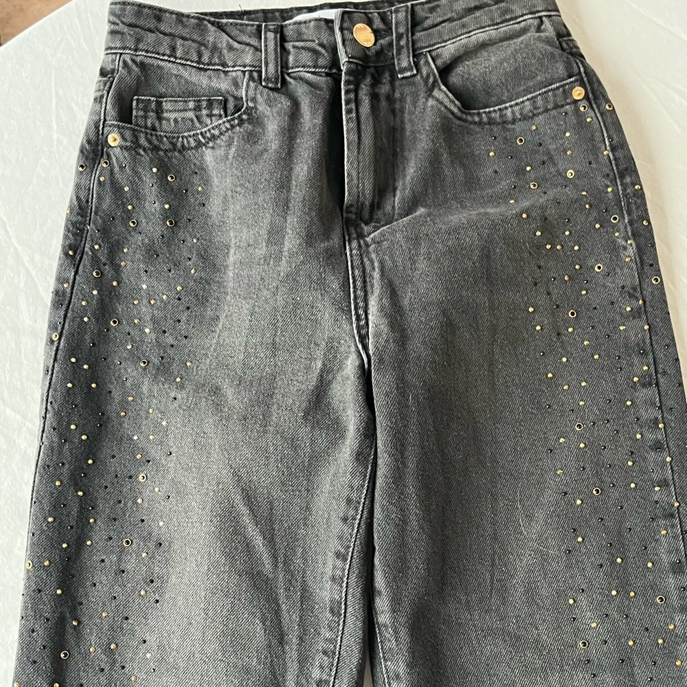 Zara Black studded jeans, Size 0